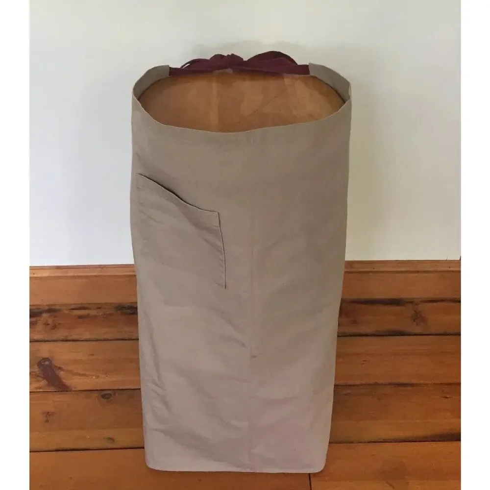 Khaki Maroon Cafe Bistro Chef Kitchen Restaurant Uniform Poly Cotton Waist Apron